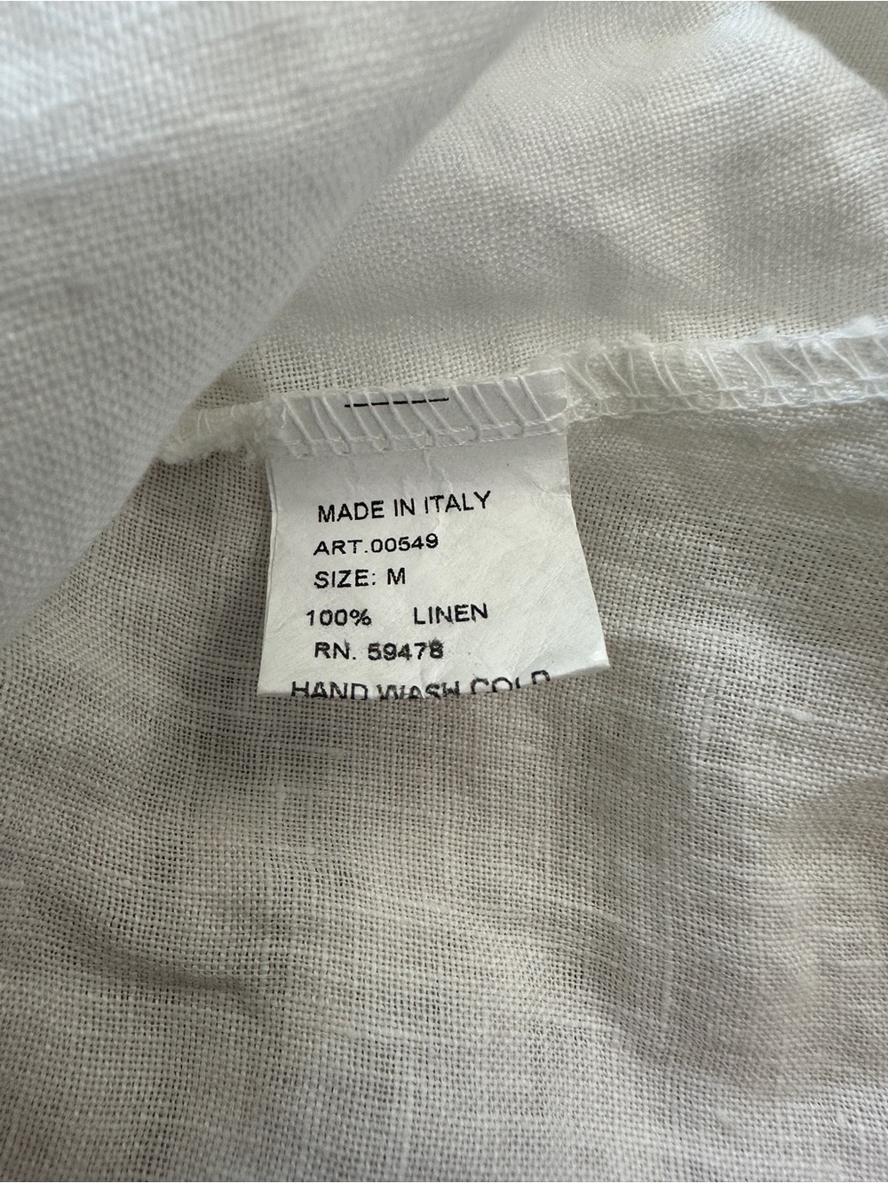 Laura Bianchi Italy White 100% Linen Henley Top Blouse Medium - Picture 5 of 6
